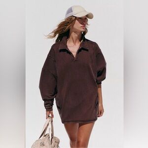 NWT Free People Movement Work It Out Pullover In Black Walnut